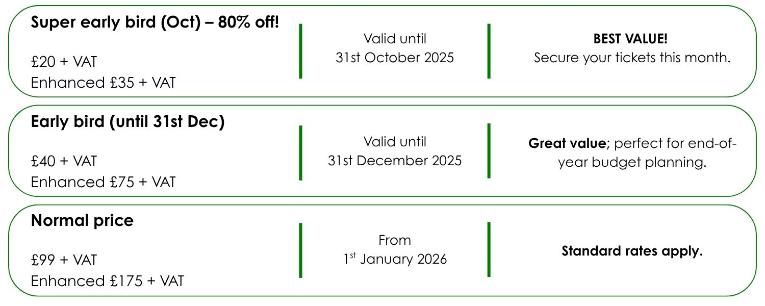 Pricing & Booking Schedule Pricing & Booking Schedule for regional conferences