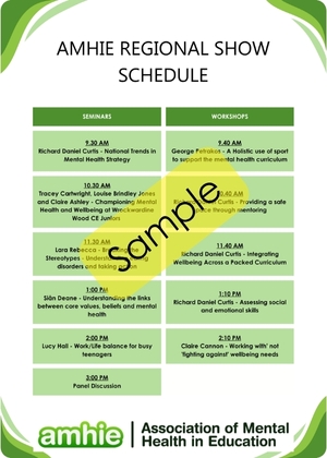 Show schedule sample page AMHIE Regional show sample schedule from 2024